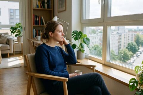 person sitting alone with hollow expression asking why do i feel empty inside