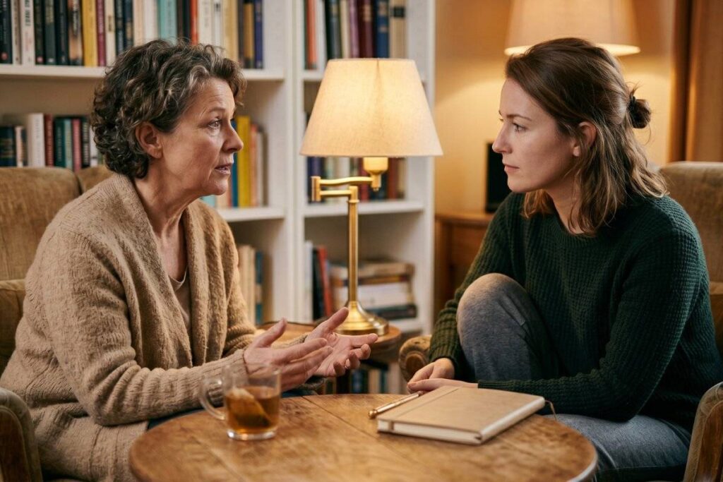 two people in genuine conversation showing the support needed when learning how to deal with failure