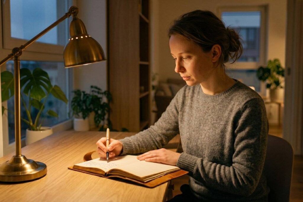 person writing honestly in journal beginning to heal from feeling empty inside