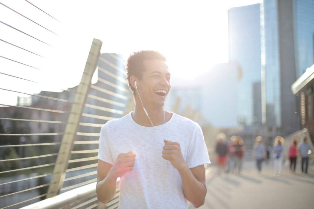 person walking energized and engaged after learning how to get out of a rut