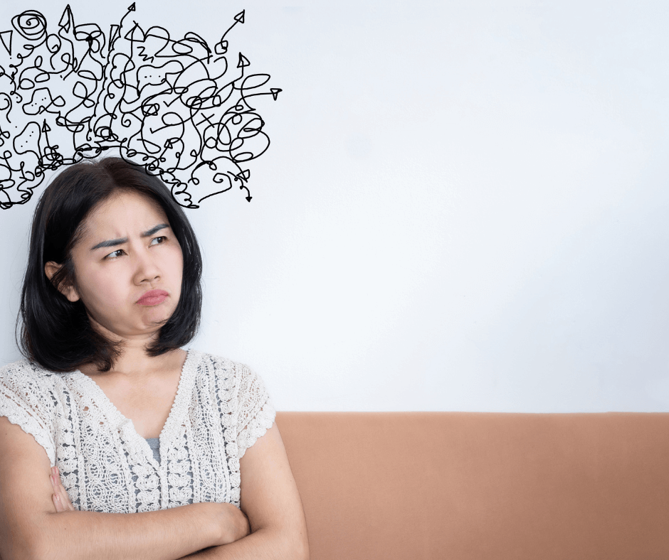 Young woman overthinking and feeling anxious- how to deal with anxiety in real life