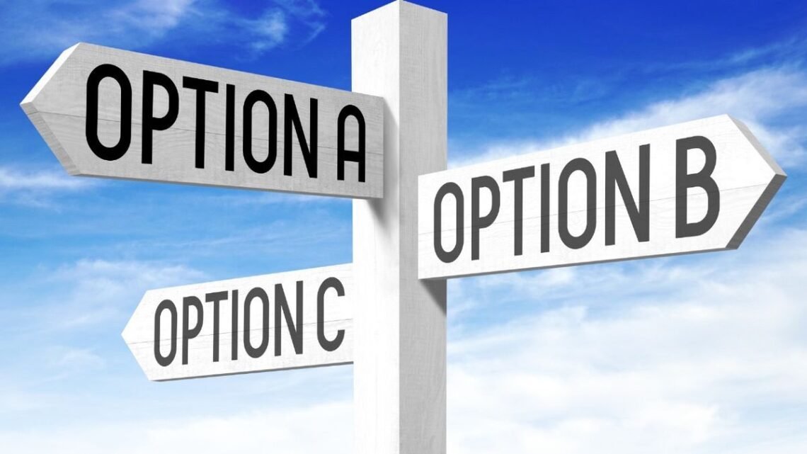 Therapy options for mental health represented by different choices (Option A, B, C) as a symbol of treatment paths in 2025.