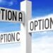 Therapy options for mental health represented by different choices (Option A, B, C) as a symbol of treatment paths in 2025.