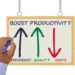 Boost productivity chart showing increased efficiency, higher quality, and reduced costs.