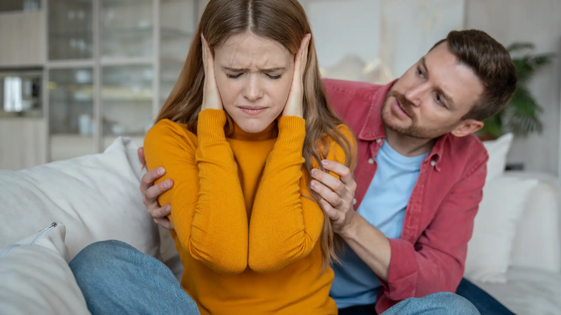 Upset woman in a toxic relationship with a narcissistic partner — emotional manipulation