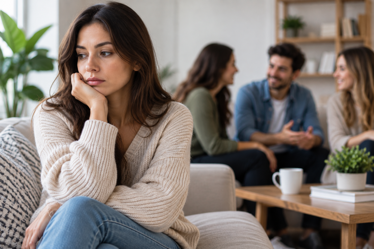 Why do I push people away? Woman feeling emotionally distant from friends