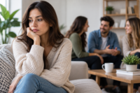 Why do I push people away? Woman feeling emotionally distant from friends